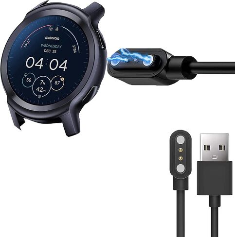 متوافق مع شاحن Moto Watch 100، شاحن بديل مغناطيسي Lamshaw متوافق مع Moto Watch 100 Smart Watch/Moto Watch 70 (عبوتان - أسود + أسود) in Saudi Arabia