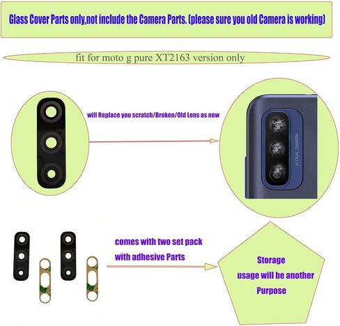 (حزمة من قطعتين) غطاء زجاجي للكاميرا الخلفية Moto g Pure مجموعة عدسات حماية بديلة لموتورولا Moto g Pure XT2163 XT2163DL XT2163-4 6.5 بوصة in Kuwait