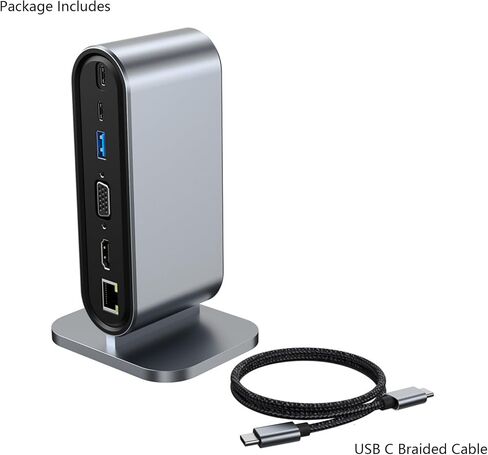 قاعدة توصيل للكمبيوتر المحمول 12 في 1 بموزع USB C لأجهزة Mac/Surface/Legion go، قاعدة توصيل مع VGA، HDMI 4K، إيثرنت 100 ميجا بت في الثانية، 3 × USB-A 3.0 وشحن USB-C بقدرة 100 واط in Saudi Arabia