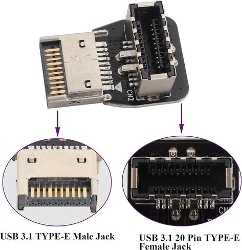 1Pack 90 Degree USB 3.2 Front Panel Internal Connector Down-Right Angle Type-E USB 3.1 Female to Male Front Panel Socket Adapter for Type-E Motherboard Extension Data Adapter(Type-E/Down) in Saudi Arabia