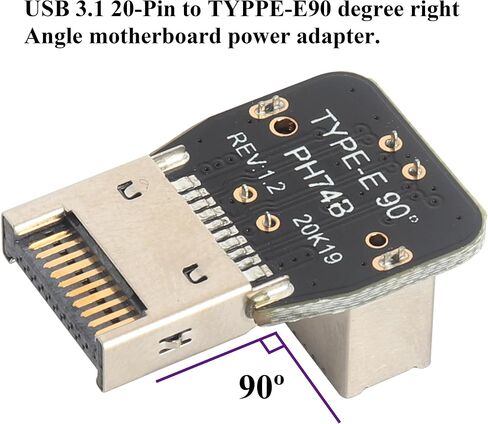 1Pack 90 Degree USB 3.2 Front Panel Internal Connector Down-Right Angle Type-E USB 3.1 Female to Male Front Panel Socket Adapter for Type-E Motherboard Extension Data Adapter(Type-E/Down) in Saudi Arabia