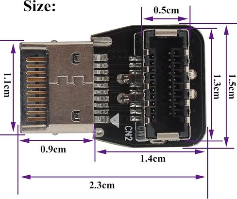1Pack 90 Degree USB 3.2 Front Panel Internal Connector Down-Right Angle Type-E USB 3.1 Female to Male Front Panel Socket Adapter for Type-E Motherboard Extension Data Adapter(Type-E/Down) in Saudi Arabia