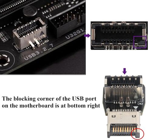 1Pack 90 Degree USB 3.2 Front Panel Internal Connector Down-Right Angle Type-E USB 3.1 Female to Male Front Panel Socket Adapter for Type-E Motherboard Extension Data Adapter(Type-E/Down) in Saudi Arabia