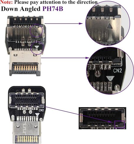 1Pack 90 Degree USB 3.2 Front Panel Internal Connector Down-Right Angle Type-E USB 3.1 Female to Male Front Panel Socket Adapter for Type-E Motherboard Extension Data Adapter(Type-E/Down) in Saudi Arabia