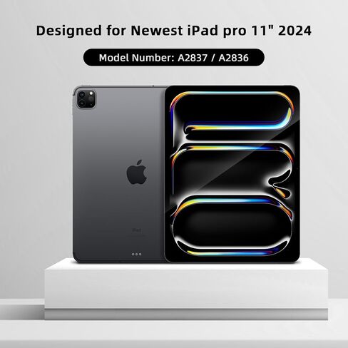 حافظة GOOJODOQ لجهاز iPad Pro 11 بوصة مع لوحة مفاتيح (M4، 2024)، حافظة دوارة 360 درجة ولوحة مفاتيح مغناطيسية قابلة للفصل مع حامل أقلام، أوضاع عمودية/أفقية، نوم/تنبيه تلقائي لجهاز iPad Pro 2024 مقاس 11 بوصة - أسود in Kuwait