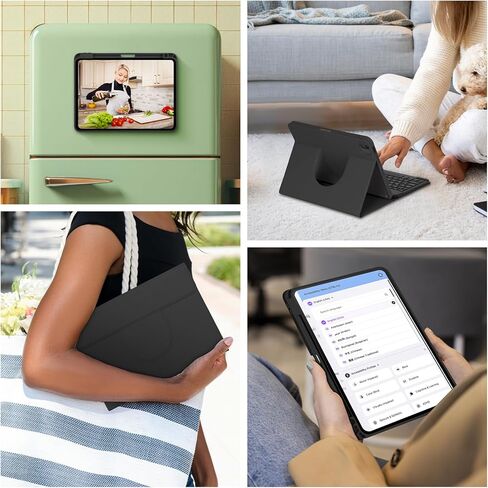 حافظة GOOJODOQ لجهاز iPad Pro 11 بوصة مع لوحة مفاتيح (M4، 2024)، حافظة دوارة 360 درجة ولوحة مفاتيح مغناطيسية قابلة للفصل مع حامل أقلام، أوضاع عمودية/أفقية، نوم/تنبيه تلقائي لجهاز iPad Pro 2024 مقاس 11 بوصة - أسود in Kuwait