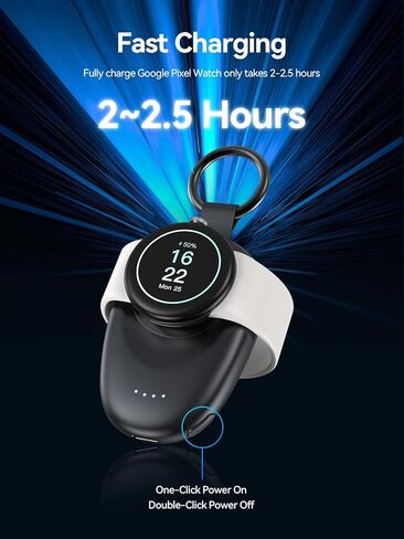 LVFAN Portable Charger for Google Pixel Watch, 1400mAh Power Bank Charging Cable Replacement Accessories, Travel Car Magnetic Wireless Charger Stand for Google Pixel Watch in Kuwait