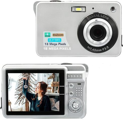 Andoer Portable 720P Digital Camera Video Camcorder 18MP Photo 8X Zoom Anti-Shake 2.7 Inch Large TFT Screen Built-in Lithium Battery with Carry Bag USB Charging Cable for Kids Teens in Saudi Arabia