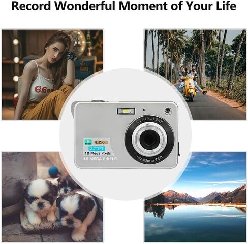 Andoer Portable 720P Digital Camera Video Camcorder 18MP Photo 8X Zoom Anti-Shake 2.7 Inch Large TFT Screen Built-in Lithium Battery with Carry Bag USB Charging Cable for Kids Teens in Saudi Arabia