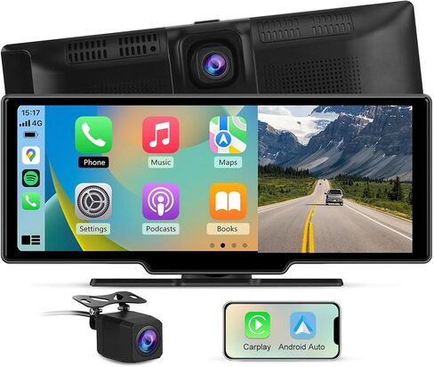 شاشة 10.26 بوصة لاسلكية CarPlay Android Auto شاشة محمولة ستيريو للسيارة 4K داش كام مع ملاحة GPS AirPlay 1080P كاميرا احتياطية in Saudi Arabia