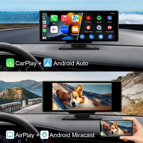 شاشة 10.26 بوصة لاسلكية CarPlay Android Auto شاشة محمولة ستيريو للسيارة 4K داش كام مع ملاحة GPS AirPlay 1080P كاميرا احتياطية in Saudi Arabia