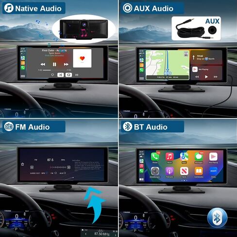 شاشة 10.26 بوصة لاسلكية CarPlay Android Auto شاشة محمولة ستيريو للسيارة 4K داش كام مع ملاحة GPS AirPlay 1080P كاميرا احتياطية in Saudi Arabia