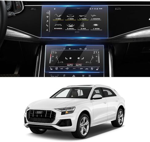 FIILINES Screen Protector for 2020-2024 Audi Q7/Q8 10.1 inch Upper & 8.6 inch Lower Screen (Not for 2024 Audi Q8 e-tron), Touchscreen 9H Tempered Glass Screen Protector Anti-Glare Shatterproof 2 Pack in Saudi Arabia