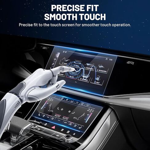 FIILINES Screen Protector for 2020-2024 Audi Q7/Q8 10.1 inch Upper & 8.6 inch Lower Screen (Not for 2024 Audi Q8 e-tron), Touchscreen 9H Tempered Glass Screen Protector Anti-Glare Shatterproof 2 Pack in Saudi Arabia