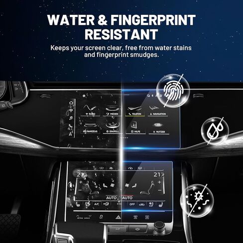 FIILINES Screen Protector for 2020-2024 Audi Q7/Q8 10.1 inch Upper & 8.6 inch Lower Screen (Not for 2024 Audi Q8 e-tron), Touchscreen 9H Tempered Glass Screen Protector Anti-Glare Shatterproof 2 Pack in Saudi Arabia