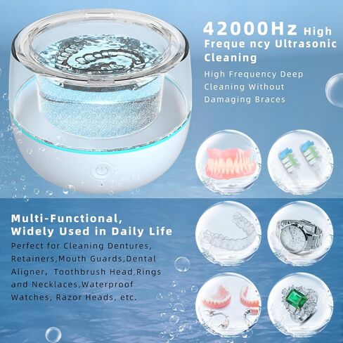 ARGOMAX Ultrasonic Retainer Cleaner for Dentures: 24W 200ml Portable Ultrasonic Cleaner Machine for All Dental Aligner, Braces, Mouth Guards, Toothbrush Head, Shaver Head, Jewelry - White+Orange. in Saudi Arabia