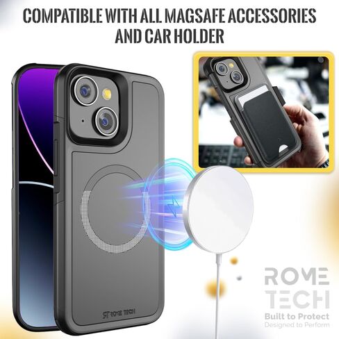حافظة مصممة لهاتف Apple iPhone 15 (2023) مع مشبك حزام متوافق مع شواحن Magsafe - حافظة هاتف مزدوجة الطبقات مضادة للصدمات لهاتف iPhone 15 - أسود in Saudi Arabia
