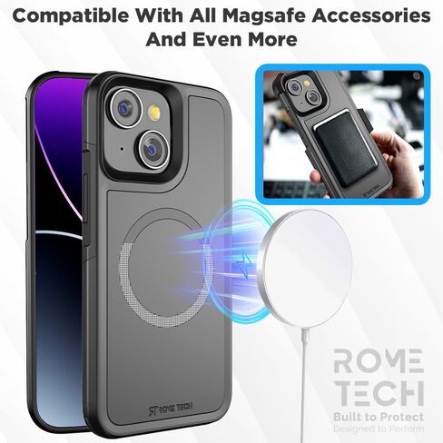 حافظة مصممة لهاتف Apple iPhone 15 (2023) مع مشبك حزام متوافق مع شواحن Magsafe - حافظة هاتف مزدوجة الطبقات مضادة للصدمات لهاتف iPhone 15 - أسود in Saudi Arabia
