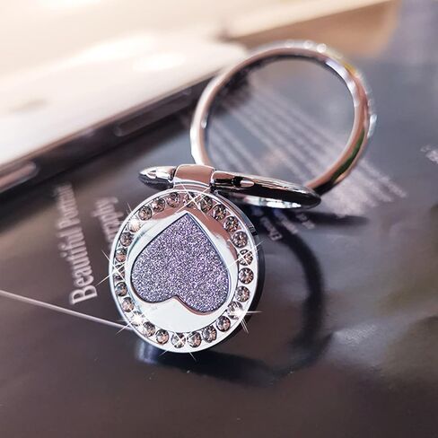 JAHOLAN Phone Ring Holder Finger Kickstand, 360° Rotation Cell Phone Ring Holder Stand Metal Phone Back Grip Foldable Cell Phone Stand Compatible with Most Smartphones, Silver Love Heart in Saudi Arabia