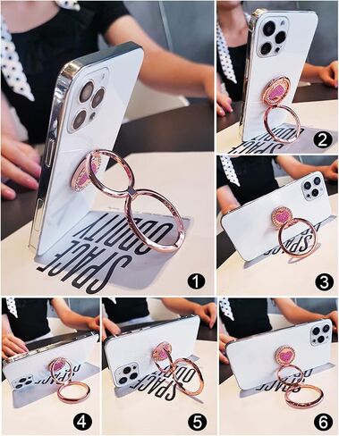 JAHOLAN Phone Ring Holder Finger Kickstand, 360° Rotation Cell Phone Ring Holder Stand Metal Phone Back Grip Foldable Cell Phone Stand Compatible with Most Smartphones, Silver Love Heart in Saudi Arabia