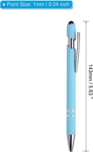 PATIKIL Ballpoint Pen with Stylus Tip, 12 Pack 2 in 1 Metal Pen Black Ink 1.0mm Medium Point Stylus Pen for Touch Screens Style 1, Light Blue in Saudi Arabia