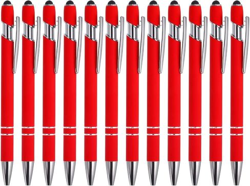 PATIKIL Ballpoint Pen with Stylus Tip, 12 Pack 2 in 1 Metal Pen Black Ink 1.0mm Medium Point Stylus Pen for Touch Screens Style 1, Light Blue in Saudi Arabia