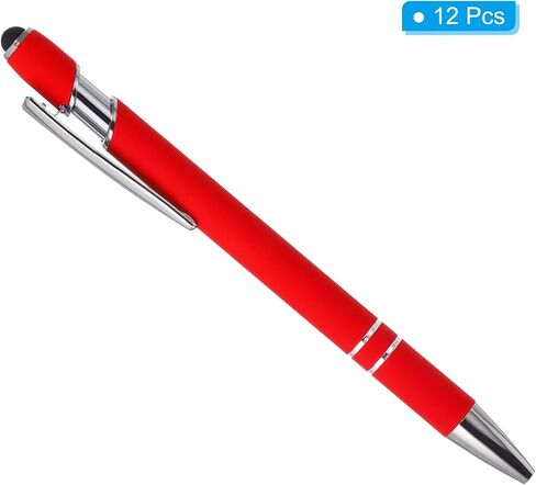 PATIKIL Ballpoint Pen with Stylus Tip, 12 Pack 2 in 1 Metal Pen Black Ink 1.0mm Medium Point Stylus Pen for Touch Screens Style 1, Light Blue in Saudi Arabia
