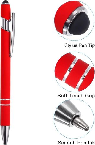 PATIKIL Ballpoint Pen with Stylus Tip, 12 Pack 2 in 1 Metal Pen Black Ink 1.0mm Medium Point Stylus Pen for Touch Screens Style 1, Light Blue in Saudi Arabia