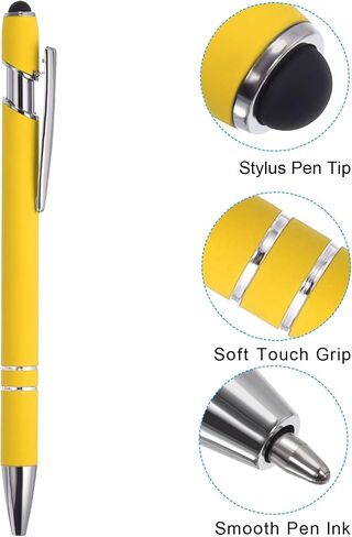 PATIKIL Ballpoint Pen with Stylus Tip, 12 Pack 2 in 1 Metal Pen Black Ink 1.0mm Medium Point Stylus Pen for Touch Screens Style 1, Light Blue in Saudi Arabia