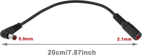 eMagTech 2PCS DC Power Extension Cable 90 Degree 5.5mmx2.1mm Right Angle Male to Female Plug Jack Extension Cord for CCTV Security Camera Surveillance 20cm in Saudi Arabia