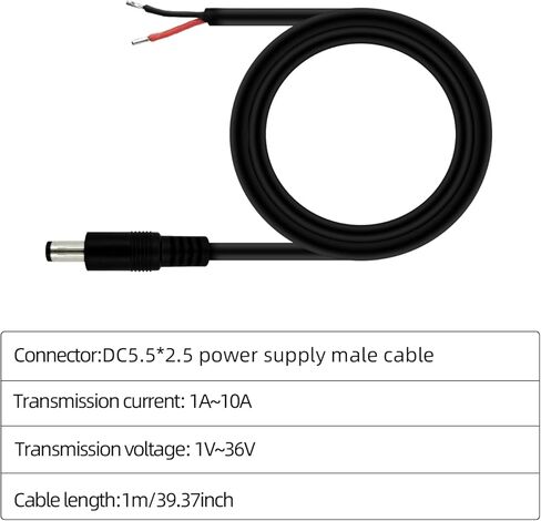 DC5.5x2.5mm Single Female DC Power Cord for IP Camera CCTV Surveillance Camera LED Strip Light DVR Router (3.3ft Single Female-2pcs) in Kuwait