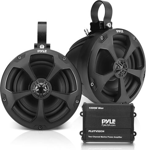 Pyle Waterproof Off-Road Speakers with Amplifier - 5.25 Inch 1000W 2-Channel Marine Grade Wakeboard Tower Speakers System Full Range Outdoor Audio Stereo Speaker for ATV UTV Quad Jeep Boat PLUTV52CH in Saudi Arabia