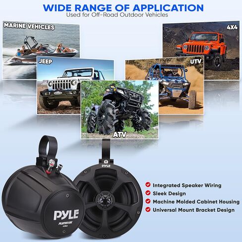 Pyle Waterproof Off-Road Speakers with Amplifier - 5.25 Inch 1000W 2-Channel Marine Grade Wakeboard Tower Speakers System Full Range Outdoor Audio Stereo Speaker for ATV UTV Quad Jeep Boat PLUTV52CH in Saudi Arabia