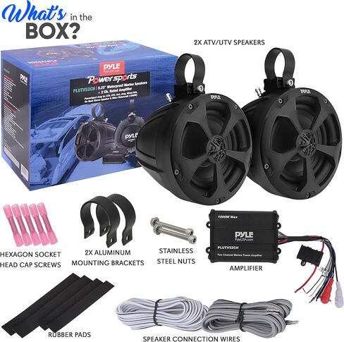 Pyle Waterproof Off-Road Speakers with Amplifier - 5.25 Inch 1000W 2-Channel Marine Grade Wakeboard Tower Speakers System Full Range Outdoor Audio Stereo Speaker for ATV UTV Quad Jeep Boat PLUTV52CH in Saudi Arabia