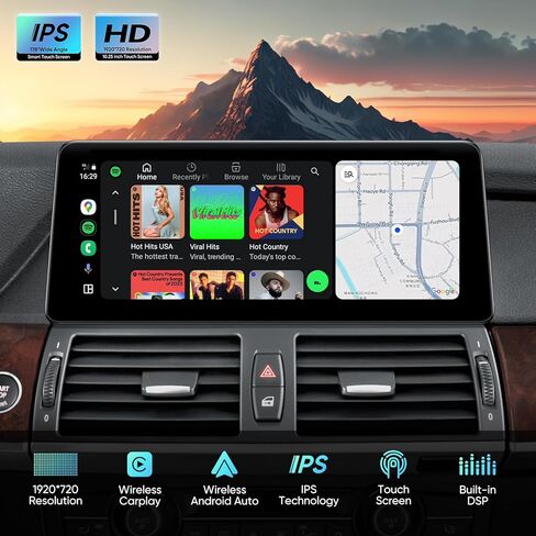 ستيريو سيارة 12.3 بوصة لسيارة BMW X5 E70 X6 E71 (2011-2013) نظام CIC، CarPlay اللاسلكي Android Auto Bluetooth IPS شاشة تعمل باللمس 1920 * 720 راديو المصنع in Kuwait