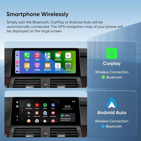 ستيريو سيارة 12.3 بوصة لسيارة BMW X5 E70 X6 E71 (2011-2013) نظام CIC، CarPlay اللاسلكي Android Auto Bluetooth IPS شاشة تعمل باللمس 1920 * 720 راديو المصنع in Kuwait