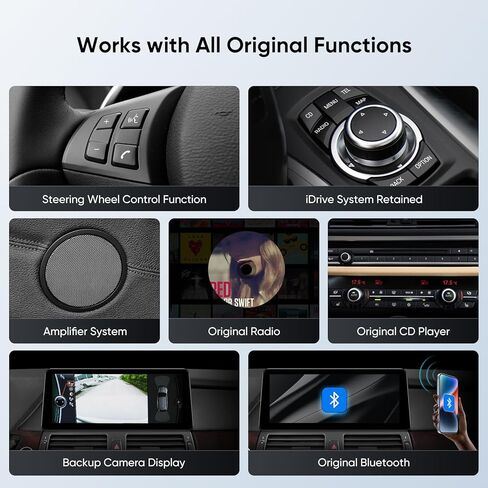 ستيريو سيارة 12.3 بوصة لسيارة BMW X5 E70 X6 E71 (2011-2013) نظام CIC، CarPlay اللاسلكي Android Auto Bluetooth IPS شاشة تعمل باللمس 1920 * 720 راديو المصنع in Kuwait