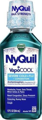 Vicks NyQuil شديد مع السعال الليلي VapoCOOL، سائل تخفيف البرد والأنفلونزا، التوت، 12 أونصة سائلة in Kuwait
