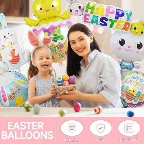 9 قطع بالونات عيد الفصح، بالونات كبيرة من رقائق الفويل، بالونات أرنب عيد الفصح، بالونات عيد الفصح السعيد، بالونات بيض عيد الفصح لتزيين حفلات عيد الفصح، مستلزمات حفلات عيد الفصح in Saudi Arabia