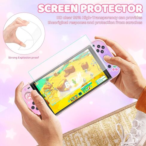 حقيبة حمل RHOTALL اللطيفة ذات الدب الأزرق المتوافقة مع Nintendo Switch OLED، وملحقات حزم السفر 8 في 1 لحقيبة حمل التبديل، والغطاء الواقي، وواقي الشاشة، وحزام الكتف وغطاءين للإبهام in Kuwait