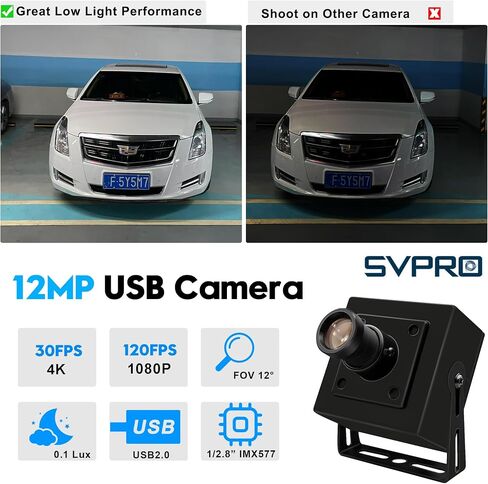 SVPRO 12MP USB Camera Module 4K 30fps Narrow Field of View Industrial Camera 1080P 120fps High Speed Camera with M12 Lens,UVC Computer Camera Lightburn Laser Camera for Linux,Windows,Android,Mac OS in Saudi Arabia