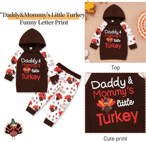 Thanksgiving Outfit Toddler Baby Boy Hoodie Turkey Pattern Print Pants Set Thanksgiving Sweatshirt Clothes in Saudi Arabia