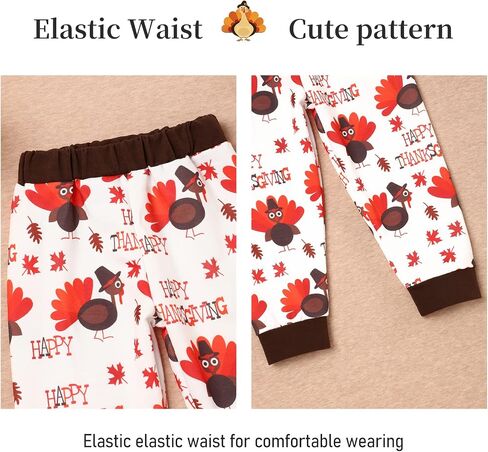 Thanksgiving Outfit Toddler Baby Boy Hoodie Turkey Pattern Print Pants Set Thanksgiving Sweatshirt Clothes in Saudi Arabia
