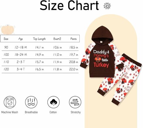 Thanksgiving Outfit Toddler Baby Boy Hoodie Turkey Pattern Print Pants Set Thanksgiving Sweatshirt Clothes in Saudi Arabia