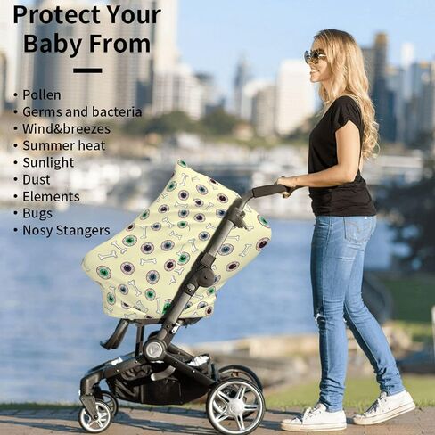 Eyeballs and Bones Baby Car Seat Covers Carseat Canopy Soft Infant Stroller Cover Nursing Breastfeeding Covers for Girls Boys Newborn in Saudi Arabia