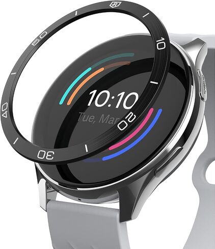 Ringke Bezel Styling Compatible with OnePlus Watch Adhesive Frame Ring Cover Anti Scratch [Stainless Steel] Protection for OnePlus Watch 46mm - Silver [46-01] in Saudi Arabia