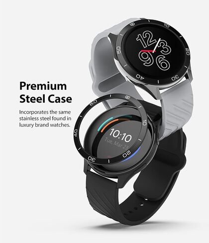 Ringke Bezel Styling Compatible with OnePlus Watch Adhesive Frame Ring Cover Anti Scratch [Stainless Steel] Protection for OnePlus Watch 46mm - Silver [46-01] in Saudi Arabia