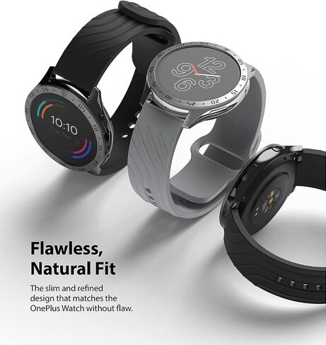 Ringke Bezel Styling Compatible with OnePlus Watch Adhesive Frame Ring Cover Anti Scratch [Stainless Steel] Protection for OnePlus Watch 46mm - Silver [46-01] in Saudi Arabia