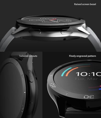 Ringke Bezel Styling Compatible with OnePlus Watch Adhesive Frame Ring Cover Anti Scratch [Stainless Steel] Protection for OnePlus Watch 46mm - Silver [46-01] in Saudi Arabia