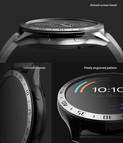 Ringke Bezel Styling Compatible with OnePlus Watch Adhesive Frame Ring Cover Anti Scratch [Stainless Steel] Protection for OnePlus Watch 46mm - Silver [46-01] in Saudi Arabia